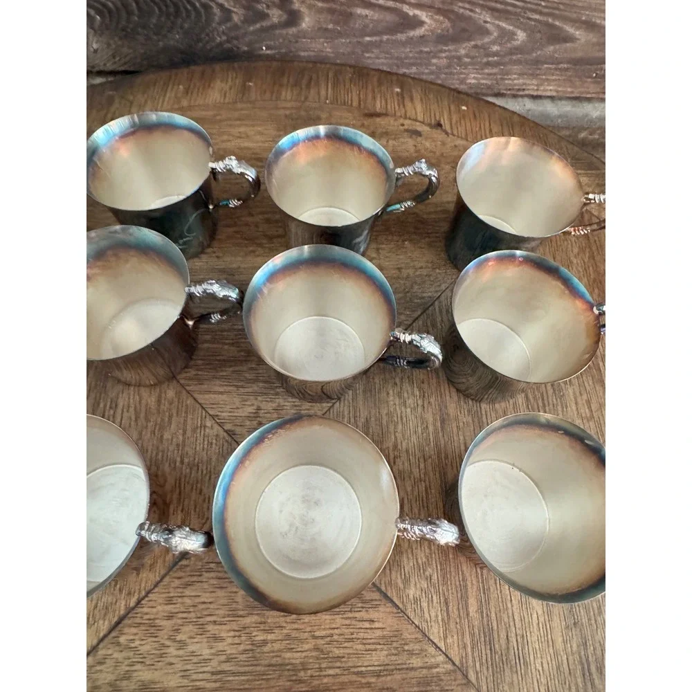 Vintage Wallace Silversmiths Silver Plate Punch Cups Set of 12 Rainbow Patina